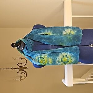 Tie Dye Long Scarf with beads